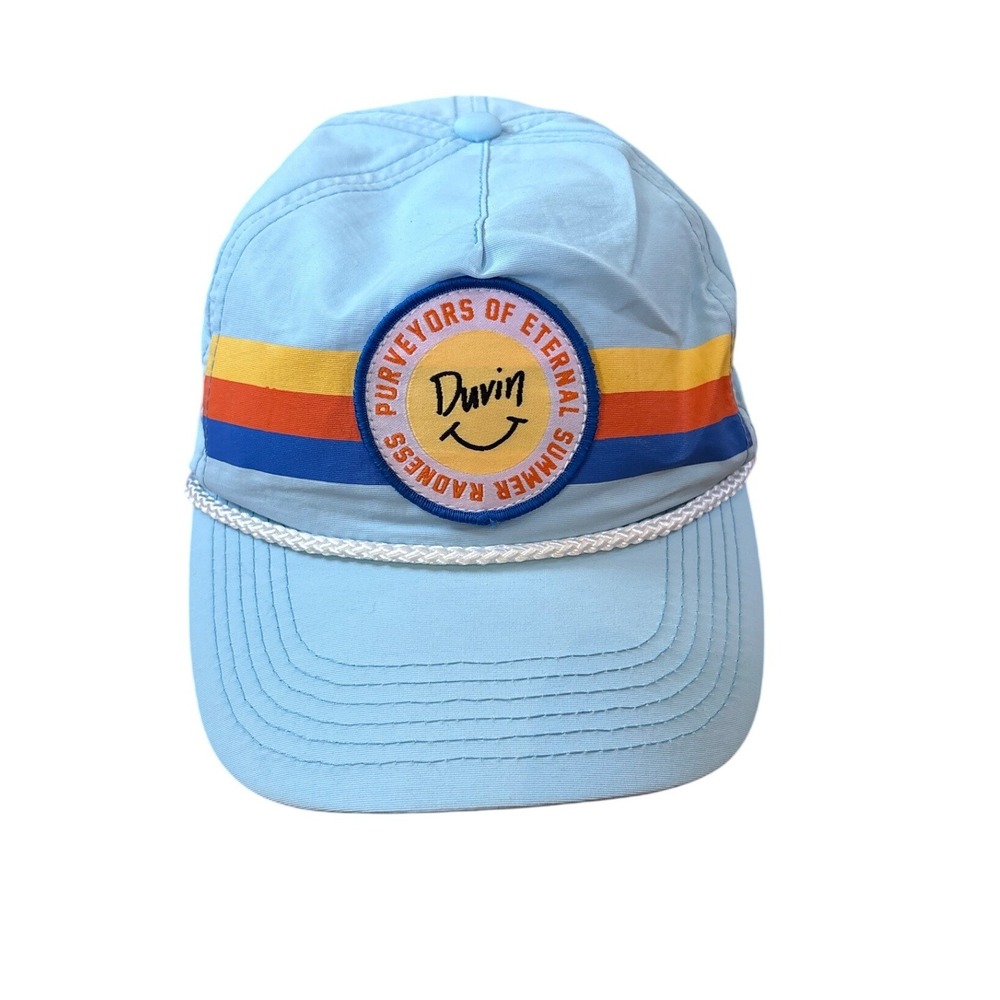 Duvin Design Co Hat Mens Light Blue Retro Stripe Rope Snapback SIZE OSFA